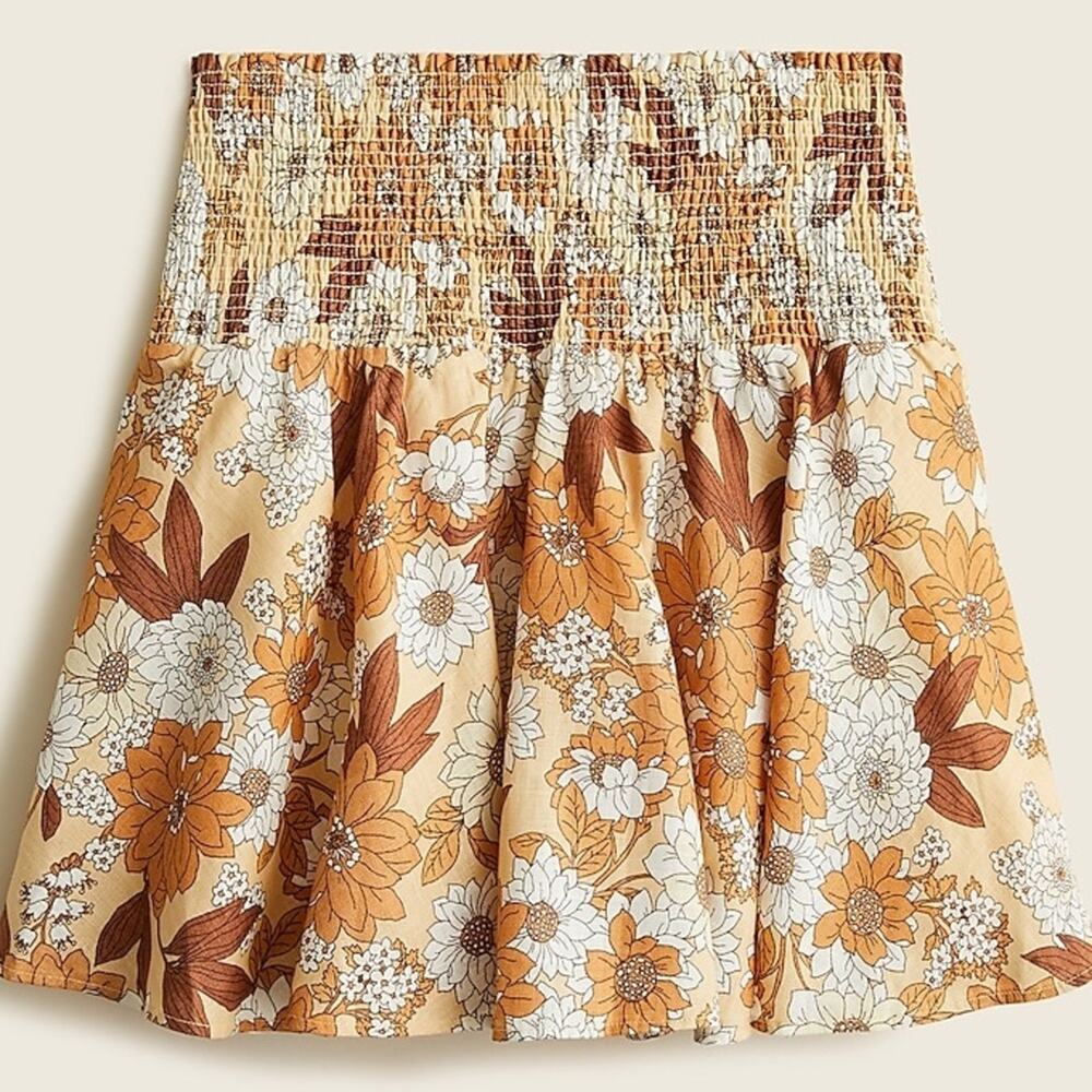 J. Crew Floral Mini Skirt in Orange and Brown